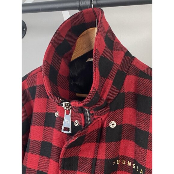 YoungLA Kingpin Jacket Men’s S Red Buffalo Plaid Quilted Lining Full Zip Snap - Picture 6 of 16